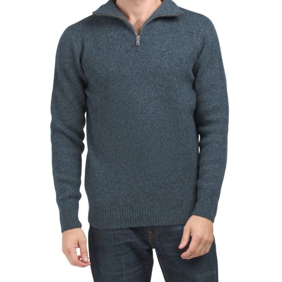 SCOTCH & SODA 2854 Steel Melange Wool Blend Half Zip Pullover Sweater